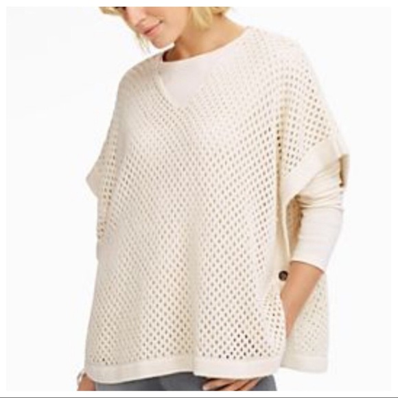 Talbots Sweaters - Talbots cream open knit notched neckline sweater poncho